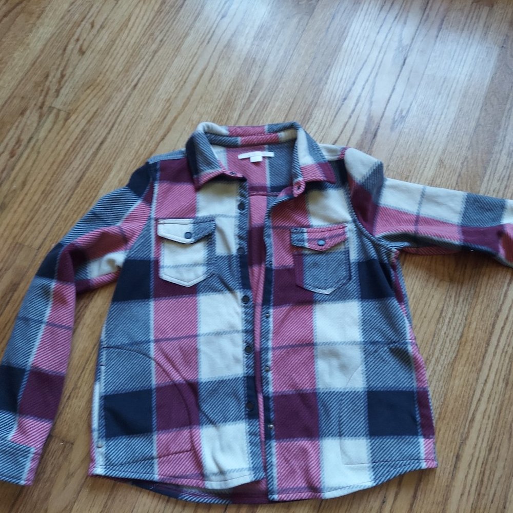O'Neill Girls Plaid fleece shacket sz L
